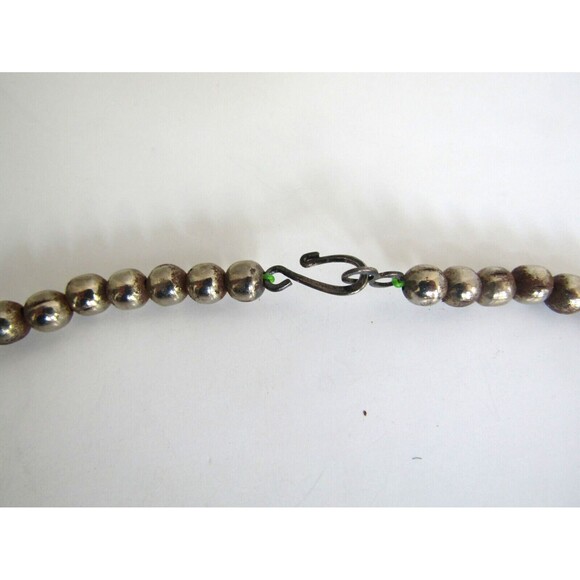 Vintage 925 Mexican Sterling Silver Green Onyx Statement Necklace 23” 113g - Picture 4 of 8